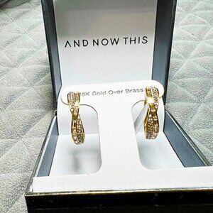 NIB - And Now This Crystal Crossover Hoop Earrings